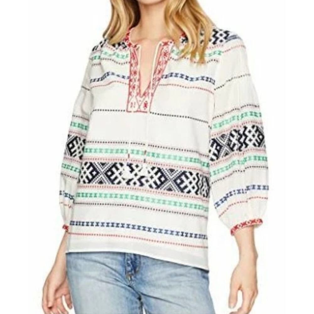 Women's Joie Jenollina White embroidered with tassels 3/4 sleeve size XS